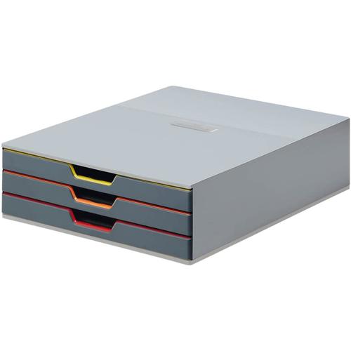 Durable 760327 Desk File Organizer Durable Desktop Drawer Organizer VARICOLOR 3 Compartments with Removable Labels