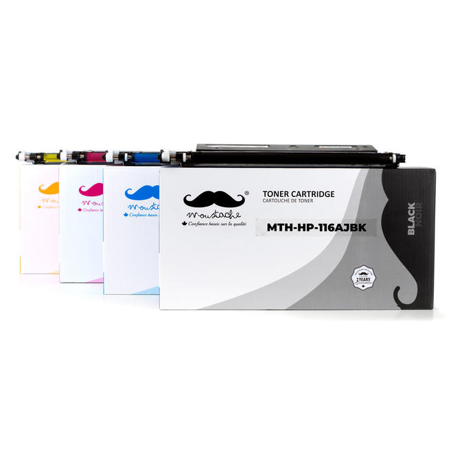 Moustache HP 116A Jumbo Combo Color Laser MFP 178nw Compatible HP 116A Jumbo Toner Cartridge Combo High Yield BK C M Y Mousta