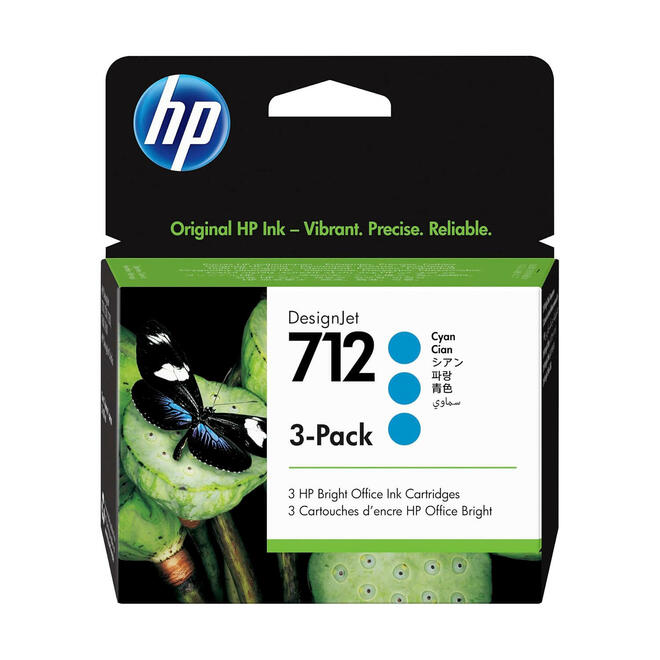 HP HP 712 3C OEM DesignJet Studio 24 in HP 712 3ED77A Original Cyan Ink Cartridge 29ml 3 Pack