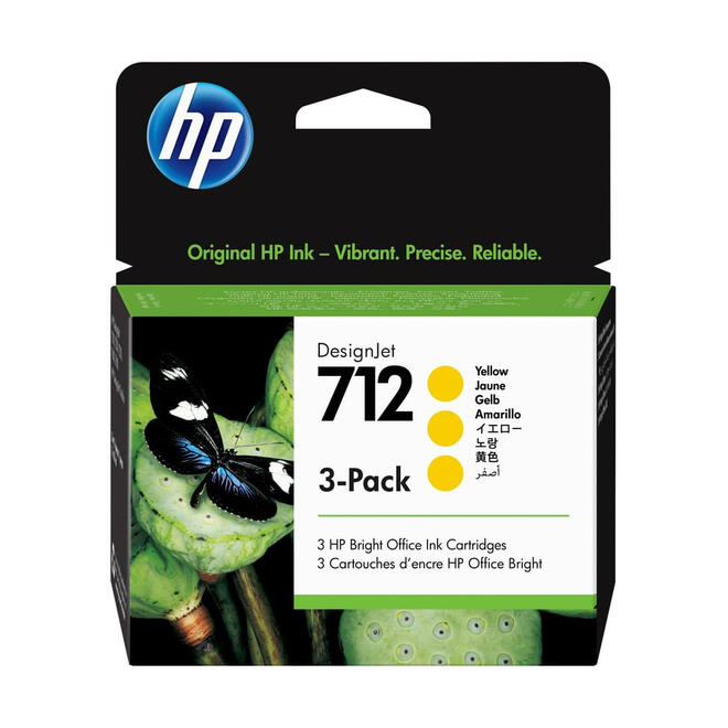 HP HP 712 3Y OEM DesignJet Studio 24 in HP 712 3ED79A Original Yellow Ink Cartridge 29ml 3 Pack