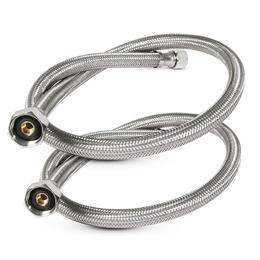 Stainless Steel Faucet Hose 1/2" IPS Brass Nut x 3/8" Female Fitting, 3 Ft - LIVINGbasics®