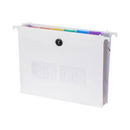 Plastic Expandable 7-Pocket Hanging File Folder with Retractable Rod Tips, Letter Size