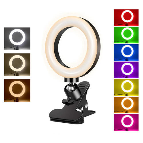 No Brand PC S9 R Gaming Accessories 360 Adjustable Clip on Selfie Ring Light With 3 White Light Modes 6 RGB Colours 6 inch