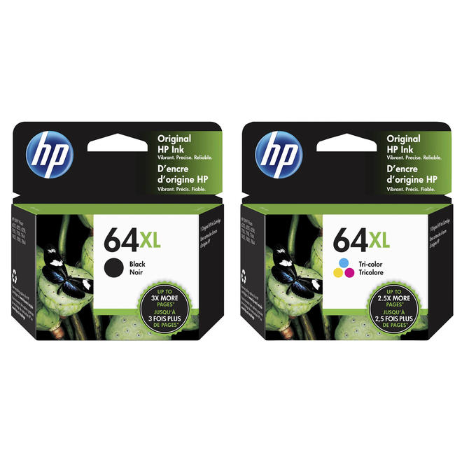HP HP 64XL BK Color OEM ENVY Photo 7855 HP 64XL N9J92AN N9J91AN Original Black and Tri color Ink Cartridge Combo High Yield