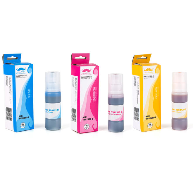 Moustache Epson T552 CMY Epson EcoTank Epson T552 Compatible Color Ink Bottle Combo High Yield C M Y Moustache
