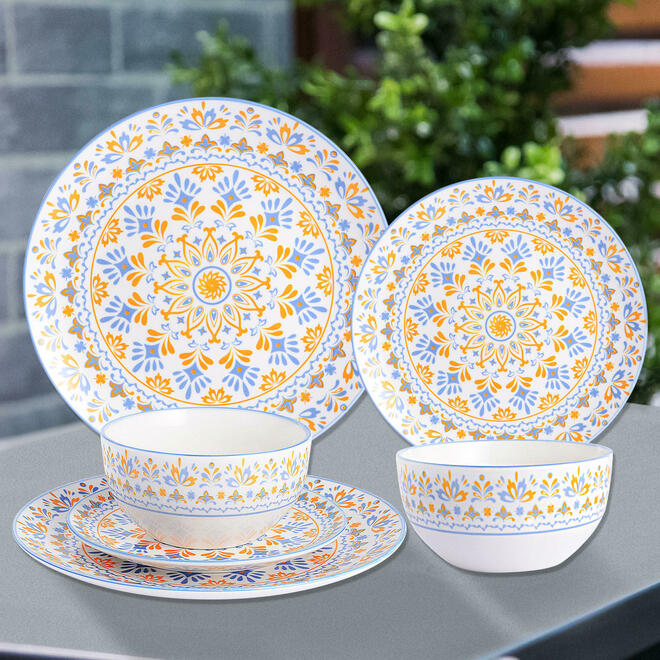 LIVINGbasics LB DWS B02 Kitchen Tableware 12 Piece Vintage Floral Porcelain Dinnerware Set Service for 4 Round