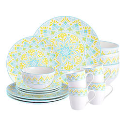 16-Piece Porcelain Prints Dinnerware Set, Service for 4 - LIVINGbasics®