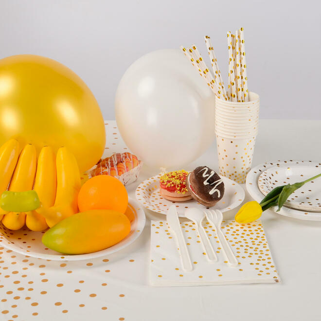 LIVINGbasics LVB 94599 Party Tableware Kits 144PCS Eco friendly Disposable Party Set with Decoration Stuffs and Tablewares LI