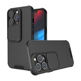 Hard PC and TPU Phone Case with Sliding Camera Protection for iPhone 13 Pro Max - PrimeCables® - Black