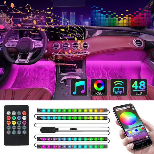 PrimeCables LVB LS Car Car LED Light Bulbs Car Interior RGB Strip Light with Remote Control and APP Control 48 LEDs PrimeCabl
