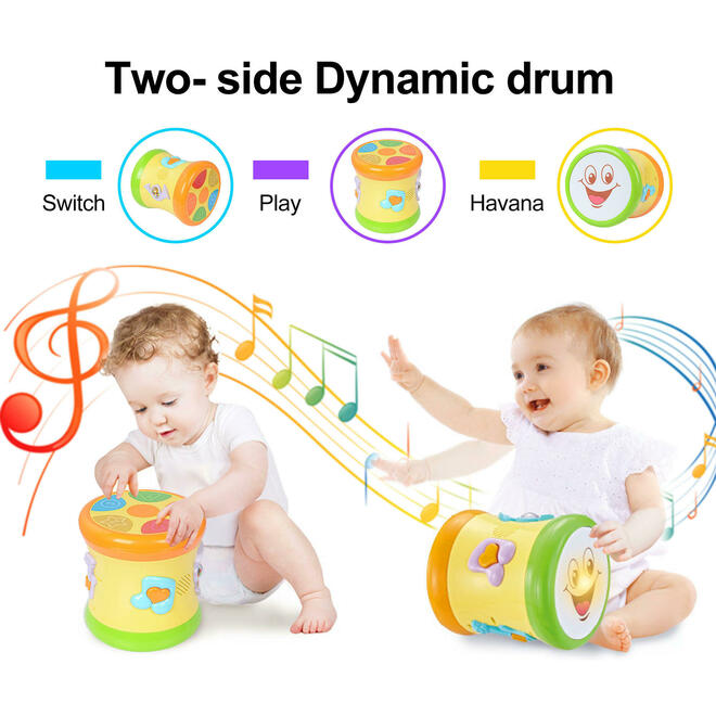 LIVINGbasics LB GY 3501C Art Crafts Baby Drum Rolling Educational Musical Drum Toy with Colorful Light LIVINGbasics