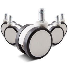 Universal Office Chair Casters, Set of 5 - Black & Sliver