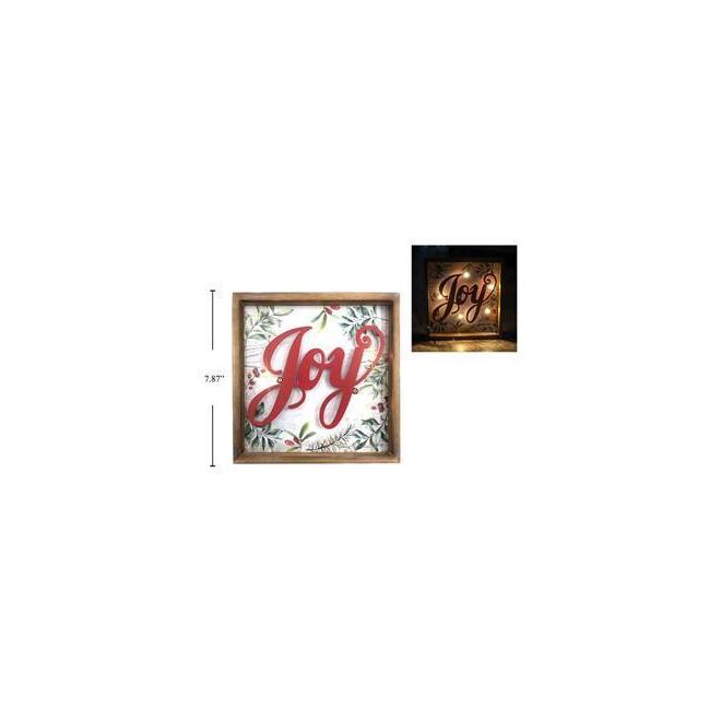 No Brand LVC 35278 Holiday Lighting Chrismas Light Up 7 9 JOY MDF Metal Wall Decor with 5 LED s