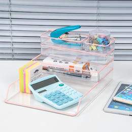 Clear Acrylic Stacked Desktop Organizer for Office & Home, Set of 5