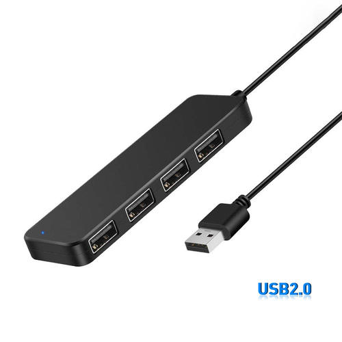 PrimeCables NET BLU CX H2042A G2 USB Hubs 4 Port USB 2 0 Ultra Slim Data Hub Splitter with 5V Micro USB Power Port Black Prim