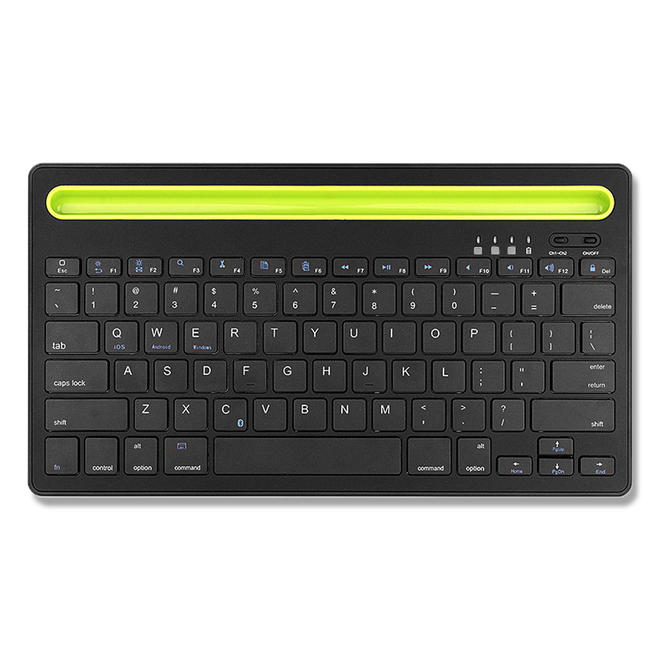 Bluetooth Keyboard with Holder Slot, Rechargeable, 2Channel Multi