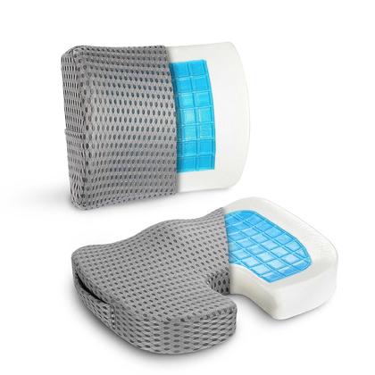 Memory Foam Combo Lumbar Support Pillow & Seat Cushion combo, Black - Moustache®