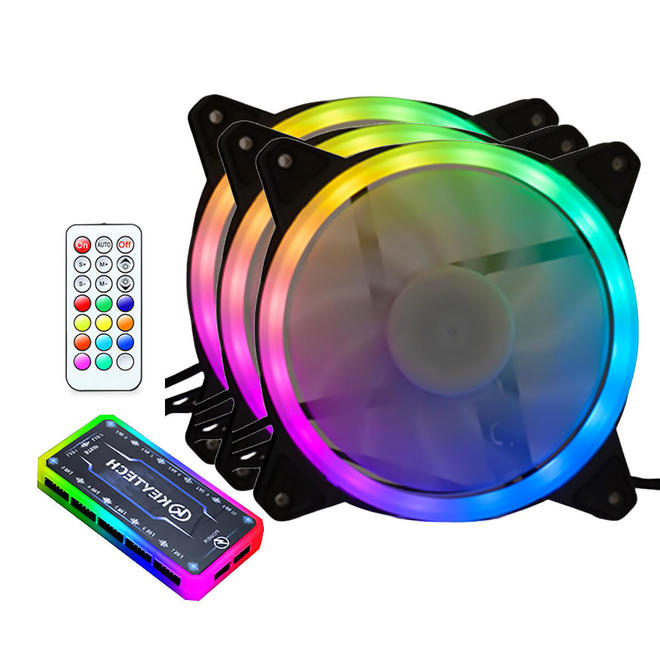 Other Brands OS STX3 Laptops Accessories RGB Computer Case Cooling Fans for Gaming PC with Controller 120mm 3 Pack