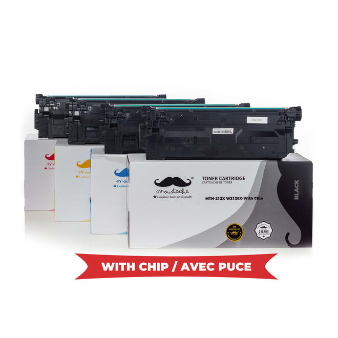 Moustache HP 212X Combo WithChip Color LaserJet Enterprise Flow MFP M578c 7ZU87A Remanufactured HP 212X Toner Cartridge Combo