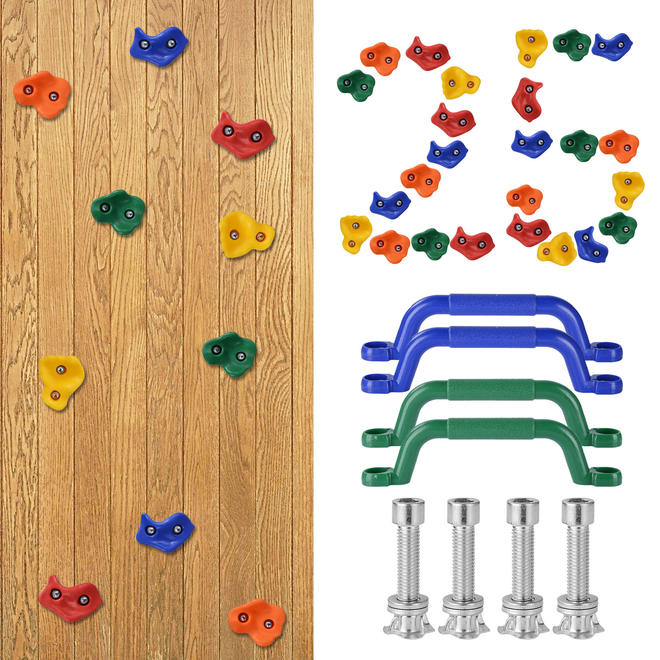LIVINGbasics LB TOY C02 Outdoor Play 25pcs Colorful Climbing Stone and 4pc Climb Handles Climbing Play Set