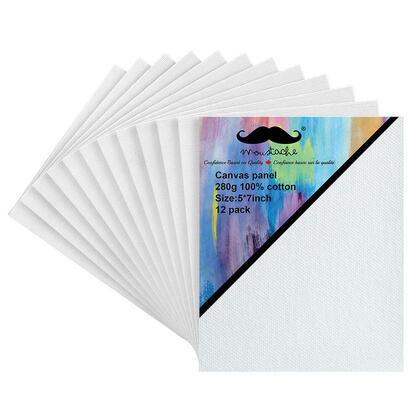 Panneaux de toile vierges, planches de toile d'artiste pour la peinture, blanc, 12/paq - Moustache®