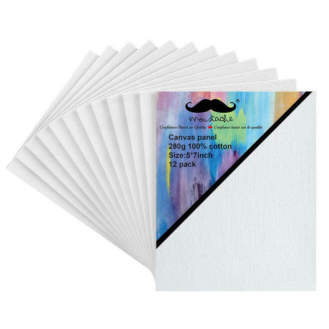Moustache MO CB Painting Accessories Blank Canvas Panels Artist Canvas Boards for Painting White 12 Pack Moustache