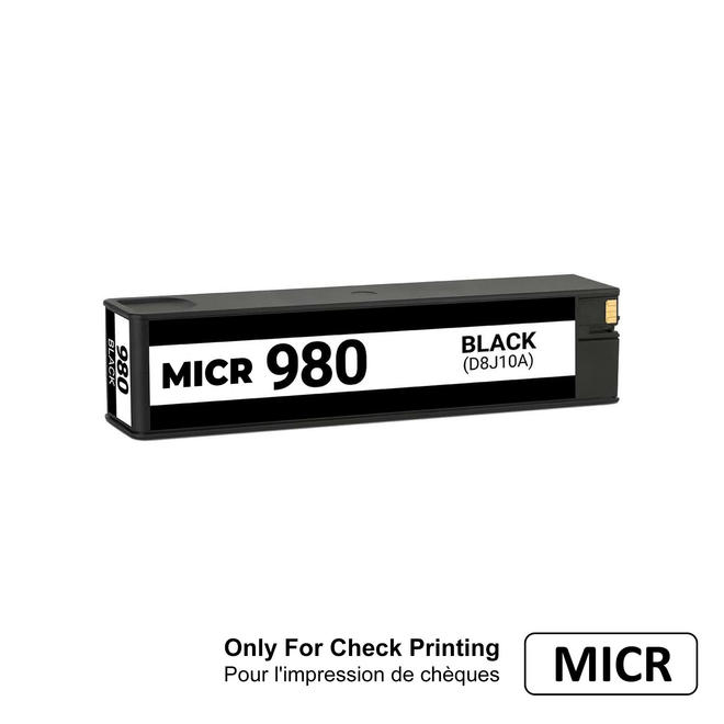 No Brand HP 980 D8J10A MICR Enterprise Color Flow MFP X585z Remanufactured HP 980 D8J10A MICR Black Ink Cartridge