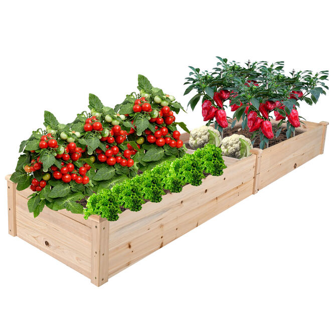 Wooden Planter Box with Divider, 96-Inch Garden Bed for Vegetables
