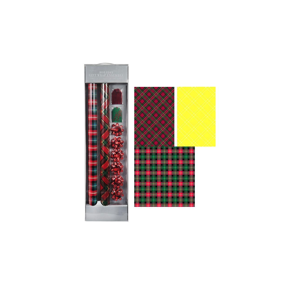 Holiday Gift Wrap Ensemble, Roll Wrap Bows Gift Tags,14pcs