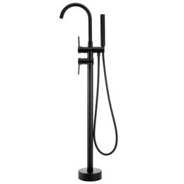 Floor Mount Bathtub Faucet Freestanding Tub Filler with Handheld Shower, Matte Black - LIVINGbasics