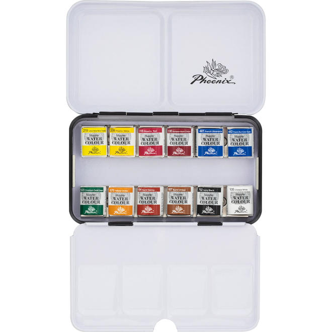 Other Brands PPWP12MTM Paint Watercolors Pastels Non toxic Portable Artist Grade Watercolor Paint Set Half Pan 12 Colors