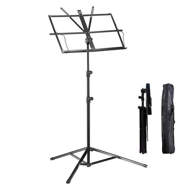 Pupitre De Partitions Réglable En Aluminium – Hauteur 70-132 Cm, Pliable, Avec Housse, Plateau 41x24 Cm