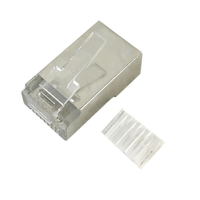 No Brand Cab CN RJ45S 100 Network Modular Connectors RJ45 Cat6 Plug with Insert Shielded for Round Cable 8P 8C Pack of 100