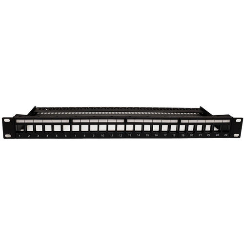 No Brand Cab PP 24KSU 1U Unloaded Patch Panel 24 port Keystone Patch Panel 19 Rackmount 1U with Cable Manager Unshielded UnlU
