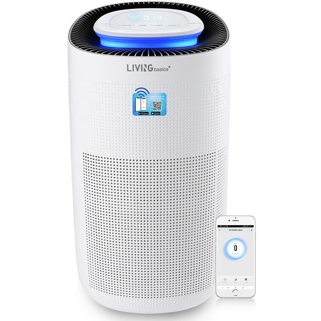 LIVINGbasics LB SA IVTMAX Home Comfort WiFi Air Purifier for Home with H13 True HEPA Filter for Smoke Dust Odor Pollen LIVING