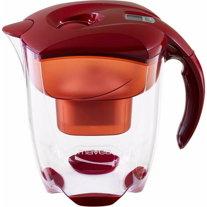 Mavea LVTN M10018906 Kettle Tea Ruby Red BPA Free Elemaris XL Pitcher 3 5L With one Mavea Filter Cartridge