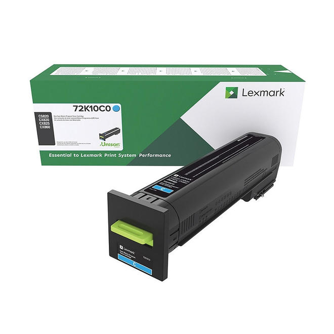 Lexmark Lexmark 72K10C0 OEM CS820de Lexmark 72K10C0 Original Cyan Return Program Toner Cartridge
