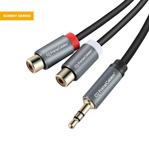 PrimeCables PC Cab AU19A Professional Audio Cables Summit Series 3 5mm 3 Pole Male to Dual RCA Female Aux Stereo Audio Cable 