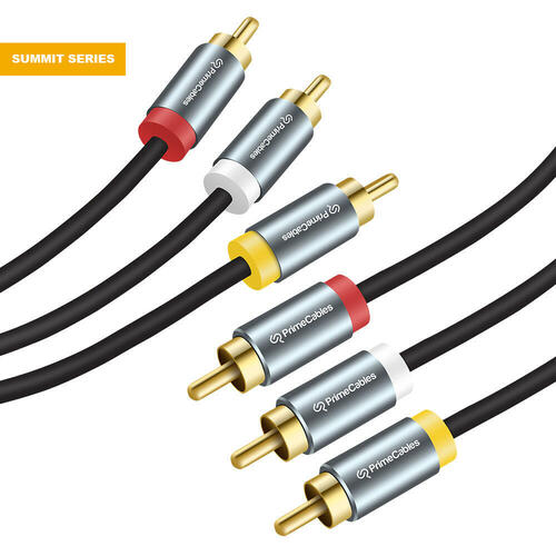 PrimeCables PC Cab AU13A Professional Audio Cables Summit Series 3 RCA Male to 3 RCA Male Gold Plated Stereo Audio Subwoofer 