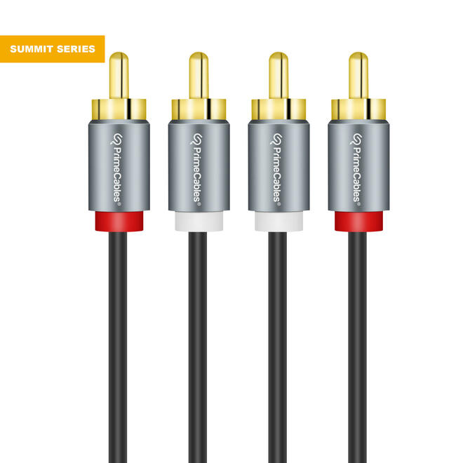 PrimeCables PC Cab AU12A Professional Audio Cables Summit Series 2 RCA Male to 2 RCA Male Gold Plated Stereo Audio Subwoofer 