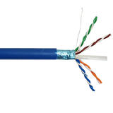 No Brand Cab BK C6A602 BL Bulk Network Cables 1000ft Cat6a Solid F UTP 650MHz 23AWG CMP Plenum Bulk Cable Blue