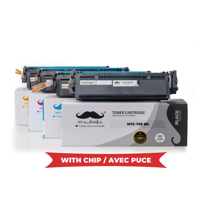 Moustache Canon T09 Combo WithChip Color ImageClass X LBP1127C Canon T09 Compatible Toner Cartridge Combo BK C M Y With Chip 