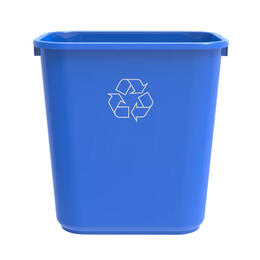 Storex 753 00714U06C Garbage Bins Storex Plastic Recycling Bin Wastepaper Basket 7 Gallon Blue