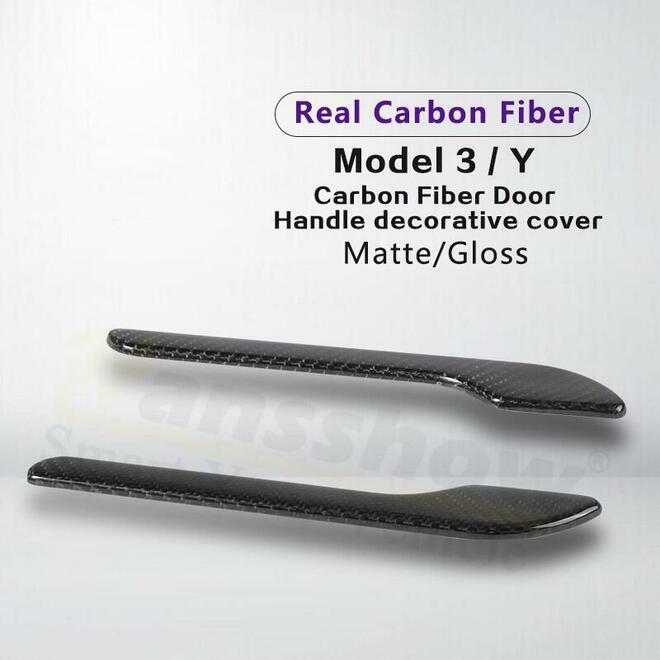 HANSSHOW LVTH HS CF 008 GL Auto Parts Real Carbon Fiber Door Handle Cover for Tesla Model 3 Y HANSSHOW