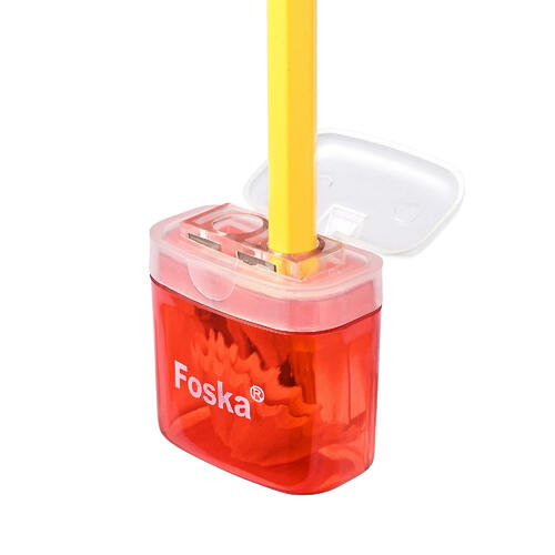 f764d Foska AT4080 1PCS Pencil Sharpener Colorful Compact Dual Holes Pencil Sharpener with Lid for Kids Adults 1 Pack Foska
