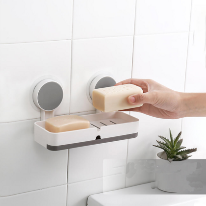 Adhesive Wall Mounted Plastic Soap Holder with Drain Holes - STORA