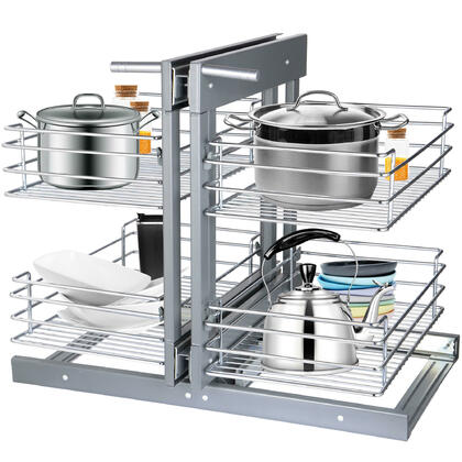 20-Inch Blind Corner Organizer with Soft Close, Chrome - SortWise®-OpenBox