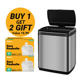 LIVINGbasics LVB AQSTC 01 Garbage Bins Kitchen Bathroom Smart Induction Automatic Sensor Trash Stainless Steel LIVINGbasics