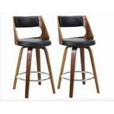 Moustache MOFC AM0779 6S BK 2PK Bar Stools Mid Century 26 Wood Swivel Counter Stools with Back Foot Ring 2 PACK Moustache