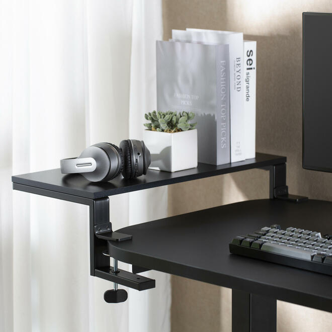 Étagère De Bureau à Pince Réglable - Sans Perçage - Support Organisateur Pour Téléphone, Stylos - ABS Et Acier